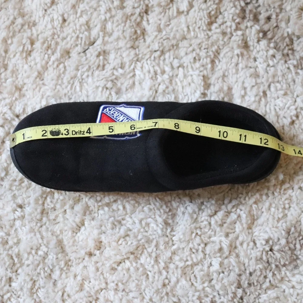 Mens New York Ranger Black Scuff Embroidered Logo Memory Foam Slipper Size XL - Picture 2 of 15
